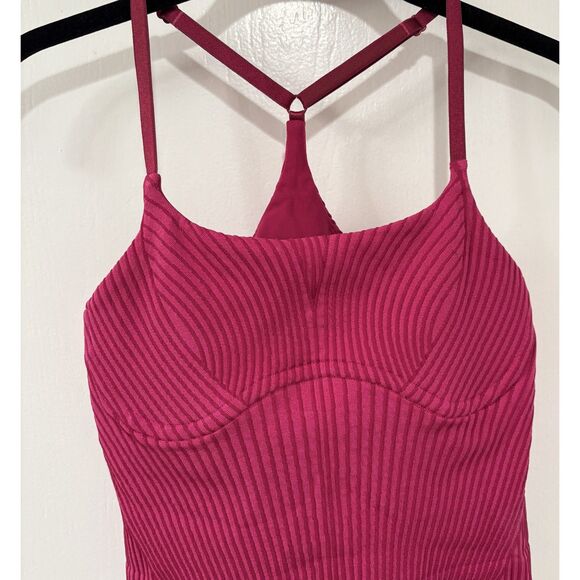 Lululemon Athletica Ribbed Strappy Shelf Tank Top Pink Size 6 - Picture 3 of 11